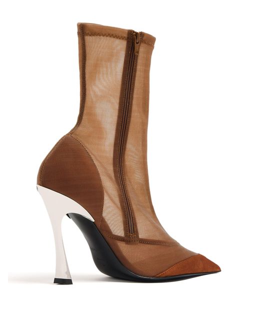 Mugler Brown Fang 95 Mesh Ankle Boots