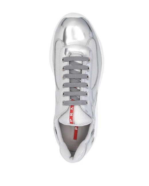 Prada Metallic America's Cup Panelled Sneakers for men