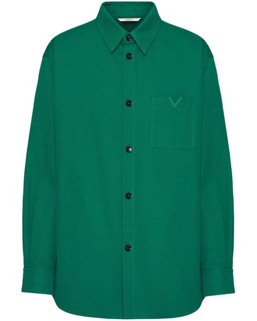 Valentino Garavani Green Vlogo Shirt - Men's - Cupro/spandex/elastane/cotton for men