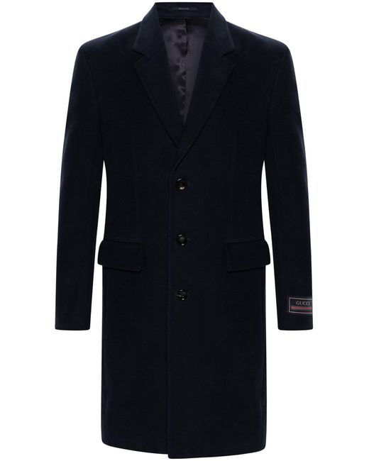 Gucci Blue Logo-appliqué Coat - Men's - Viscose/cotton for men