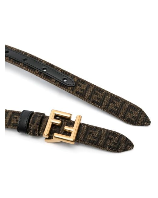 Fendi Black Jacquard Ff Reversible 2cm Belt