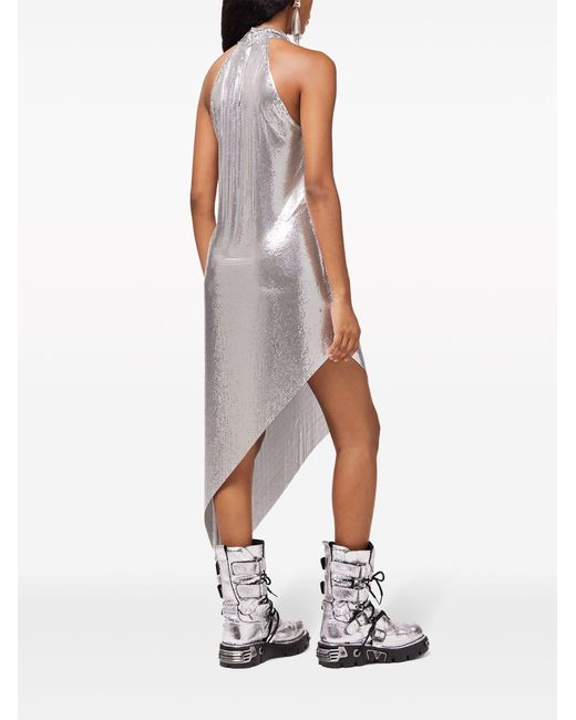 Rabanne White Halterneck Asymmetric Dress - Women's - Aluminium