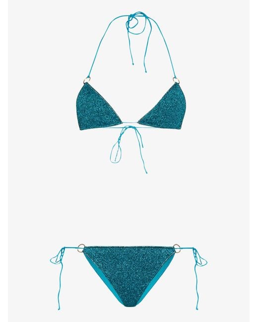 Oséree Lumière Metallic Micro Bikini in Blue - Lyst