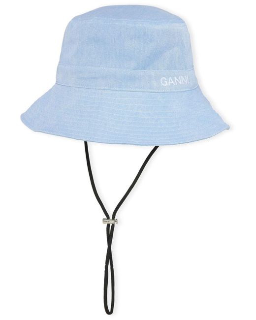 Ganni Blue Denim Bucket Hat