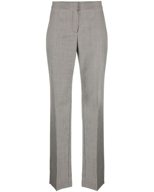 Alexander McQueen Gray Houndstooth-pattern Wool Trousers - Women's - Cupro/wool