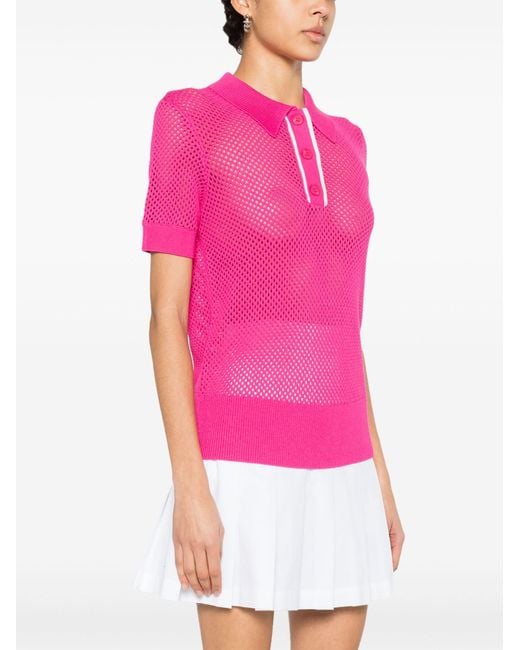 J.Lindeberg Pink Sindra Open-knit Polo Shirt - Women's - Viscose/polyester