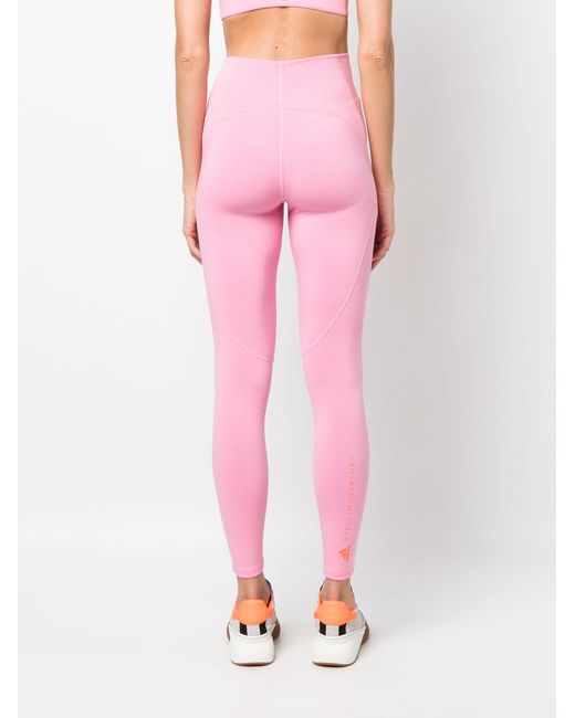Adidas By Stella McCartney Pink Logo-print Yoga leggings - Women's - Modal/recycled Polyamide/spandex/elastane