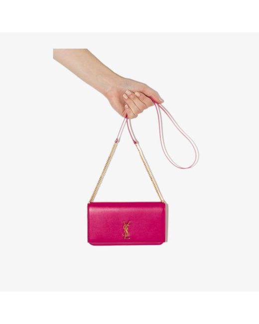 Saint Laurent Pink Monogram Leather Phone Holder Bag
