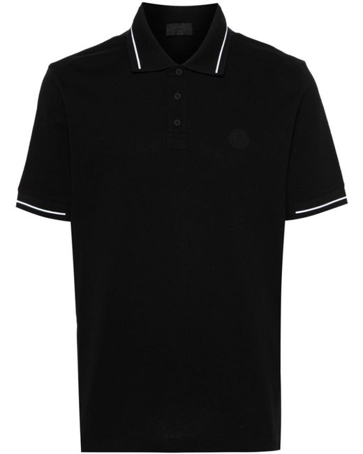 Moncler Black Logo-appliqué Polo Shirt for men