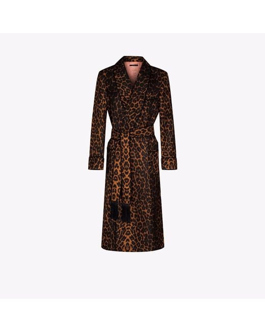 Tom Ford Leopard Print Silk Robe in Black for Men Lyst UK