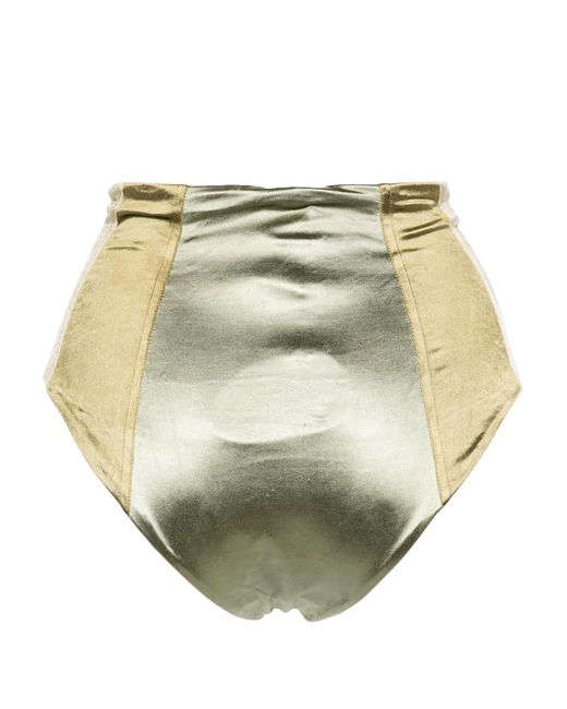 Isa Boulder Natural Metallic High Waist Bikini Bottom - Women's - Elastane/polyester/nylon