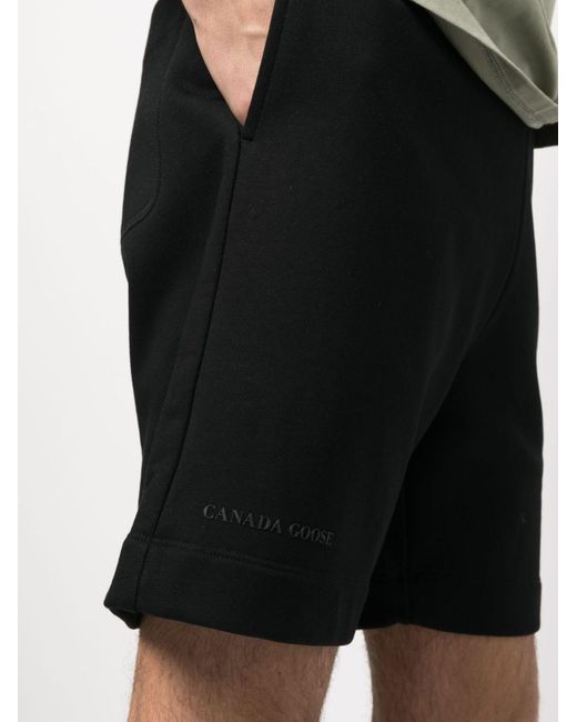 Canada Goose Black Logo-Print Cotton Track Shorts for men