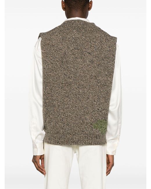 Maison Margiela Brown V-neck Wool Vest for men