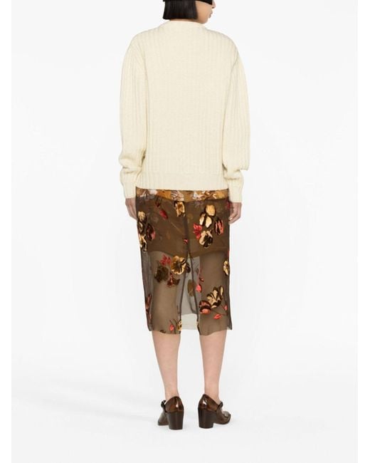 Dries Van Noten Natural Neutral Painted Foil Cable-knit Wool Sweater