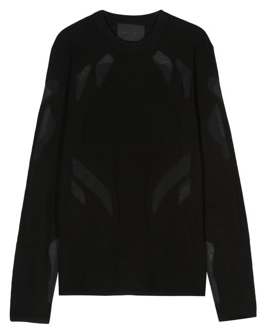HELIOT EMIL Black Semi-sheer Panels Sweater - Men's - Merino/acrylic/elastane/polyesternylon for men