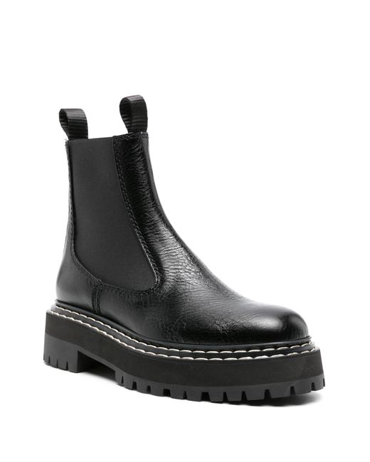 Proenza Schouler Black Lug Sole Leather Chelsea Boots
