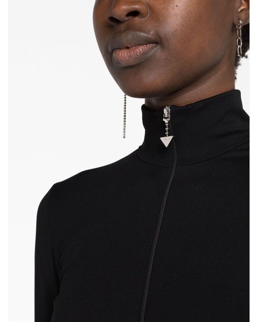 Prada Black Triangle-logo Roll-neck Top - Women's - Nylon