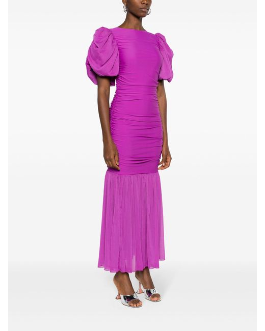 ROTATE BIRGER CHRISTENSEN Purple Stretch-Jersey And Crepon Dress