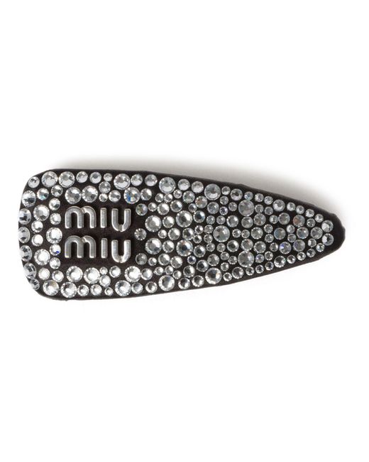 Miu Miu Black Duchesse Crystal-embellished Hair Clip