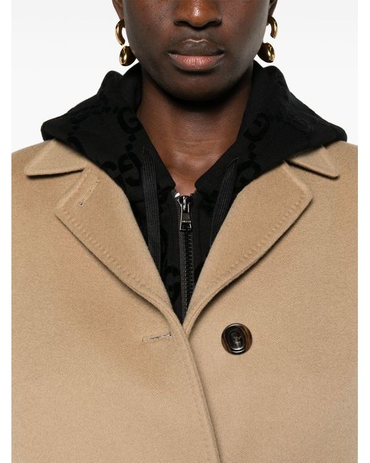 Gucci Natural Single-breasted Wool Coat