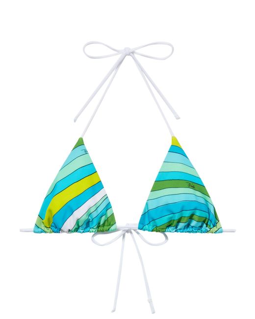 Emilio Pucci Blue Iride Print Triangle Bikini Top