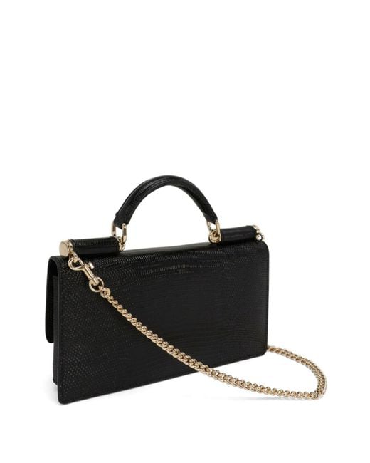 Dolce & Gabbana Black Sicily Iguana-effect Mini Leather Shoulder Bag - Women's - Calf Leather/rayon