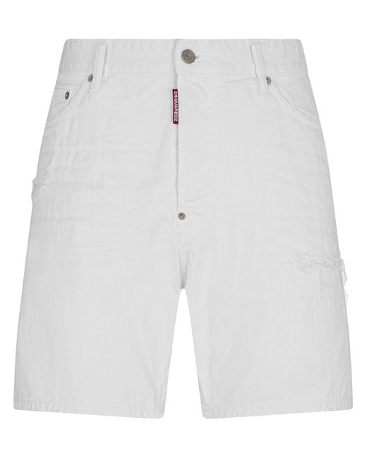 DSquared² Blue White Bull Denim Shorts for men