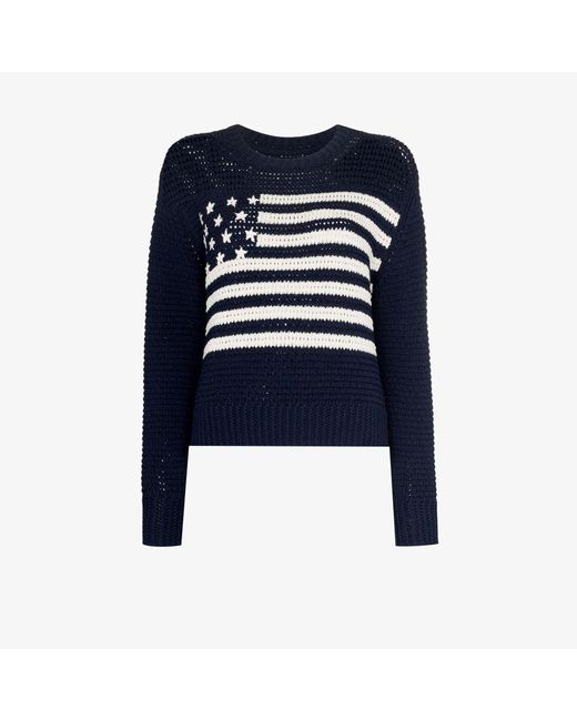 Re/done Blue Flag Intarsia Cotton Sweater