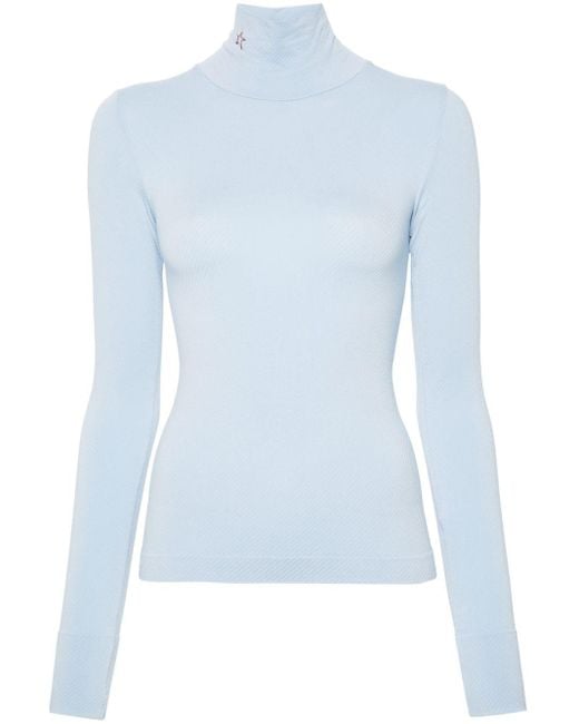 Perfect Moment Blue Printed Turtleneck Ski Top