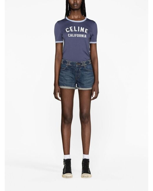 Céline Blue California 70's Cotton T-shirt