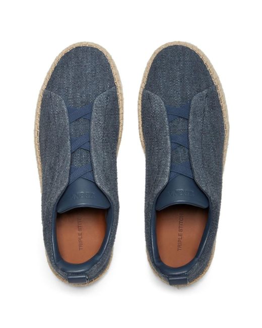 Zegna Blue Triple Stitchtm Sneakers for men