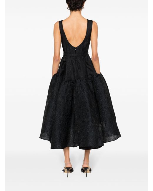 Huishan Zhang Black Audrey Cloqué Midi Dress - Women's - Silk/polyester/spandex/elastane