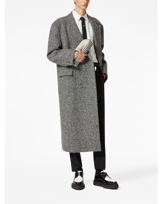 Valentino Garavani Gray Grey Double-breasted Wool Coat for men