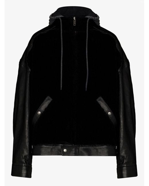 Balenciaga Black College 1917 Hooded Leather Jacket - Men's - Buffalo Leather/cotton/polyester/cuproviscosepolyesterviscosecotton for men
