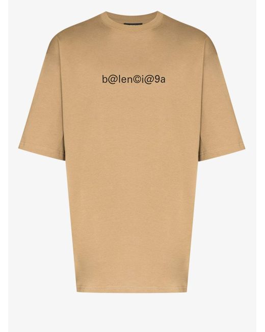 Balenciaga Cotton Symbol Logo Print T-shirt in Brown for Men - Lyst