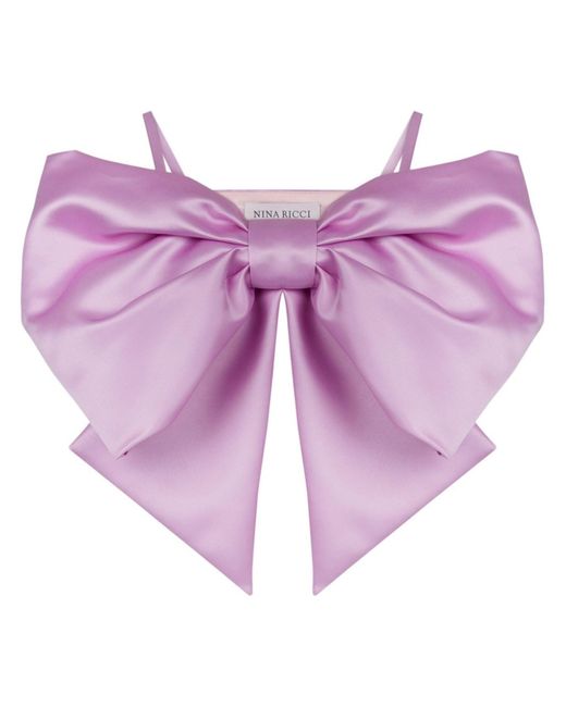 Nina Ricci Purple Bow Satin Crop Top - Women's - Viscose/polyester