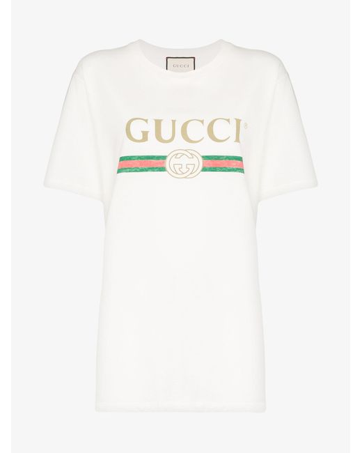 Geavanceerd Poging Bonus Gucci Fake Logo Cotton T-shirt - Women's - Cotton in White | Lyst