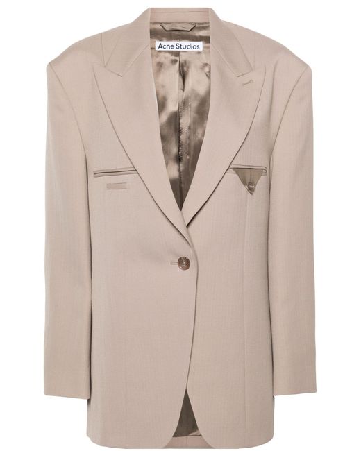 Acne Natural Neutral Single-breasted Blazer - Women's - Polyester/wool/viscose