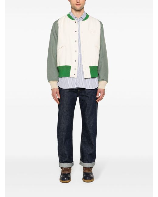 Visvim Green Logo-patch Felted Varsity Jacket - Men's - Rayon/wool/linen/flax/cotton for men