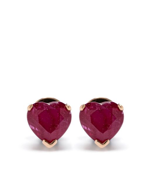 SHAY Purple 18Kt Rose Heart Ruby Earrings