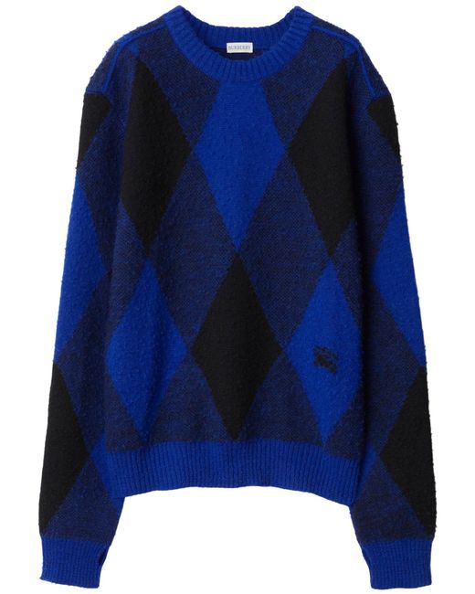 Burberry Blue Argyle-pattern Wool Sweater for men
