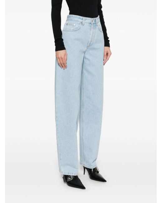 Mugler Blue Lace-up Wide Leg Jeans