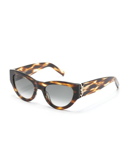 Saint Laurent Brown Temple Cat-eye Sunglasses