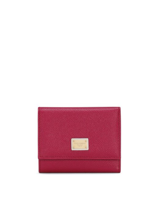Dolce & Gabbana Red Pink Dauphine Leather Wallet - Women's - Calf Leather