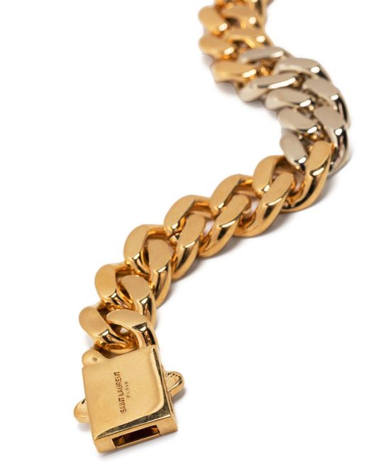 Saint Laurent Metallic 14kt Gold Plated Curb-chain Bracelet for men
