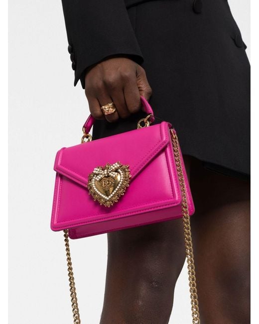 Dolce & Gabbana Pink Devotion Small Leather Top-handle Bag