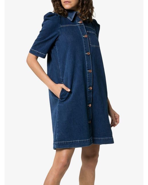 Denim Collared Dress in Blue 