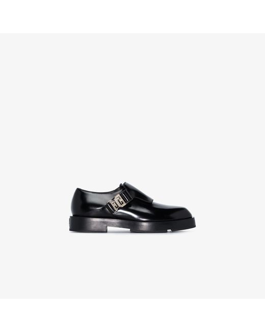 Givenchy Black 4g Buckle Leather Derby Shoes for men