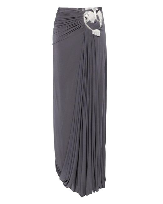 Christopher Esber Gray Sculptured Loop Drape Maxi Skirt
