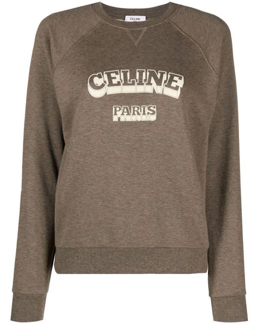 Céline Brown Flocked Logo Sweatshirt